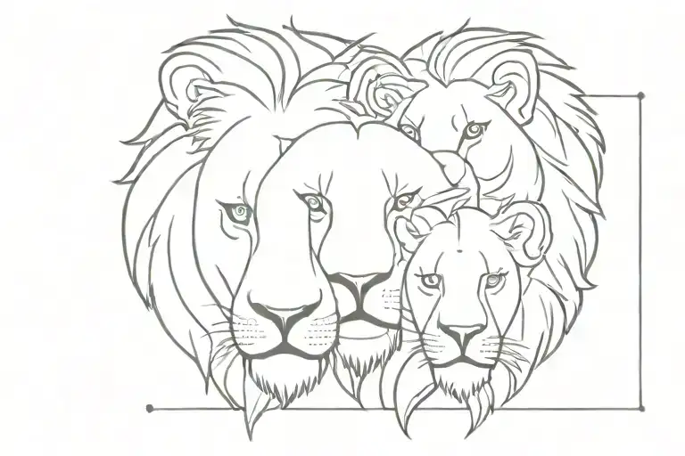 4 lions heads for woman  tattoo design idea