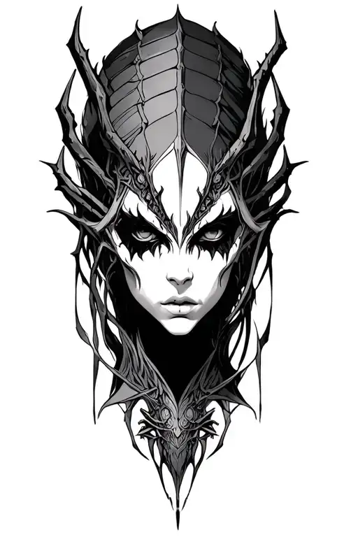skyrim Nocturnal daedric woman Spooky Arachne tattoo design idea