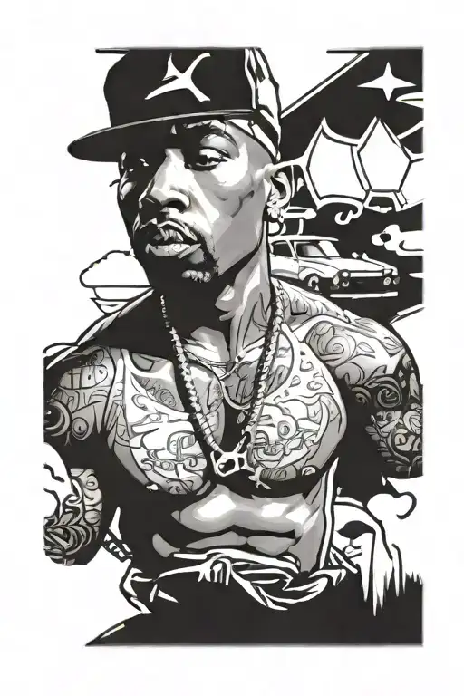 tupac pitbull cars tattoo design idea