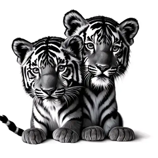 2 Tiger Cubs tattoo design idea