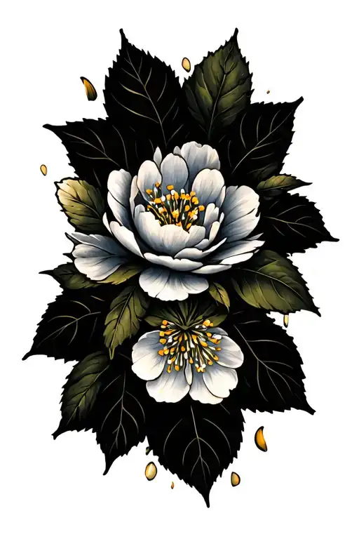 Gemini cherry blossom petals falling tattoo design idea