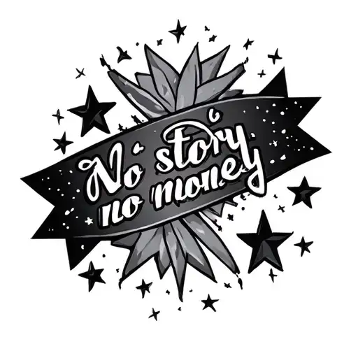 "No risk no story no money " stars surrounding tattoo design idea