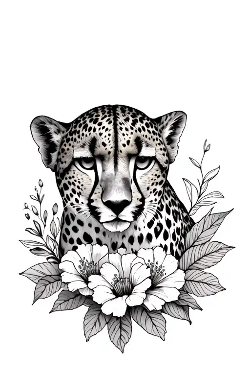 cheetah print and flowers  tattoo design idea