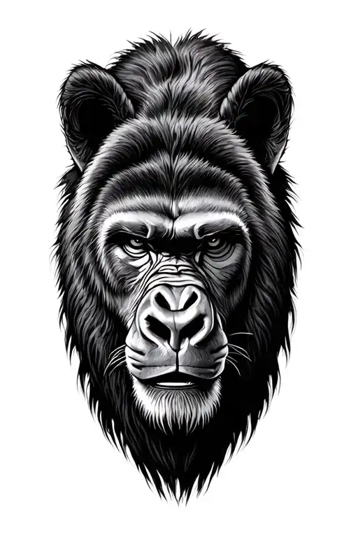 lion gorilla wolf head tattoo design idea