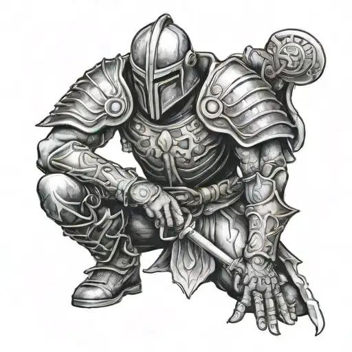 Warrior Kneeling tattoo design idea