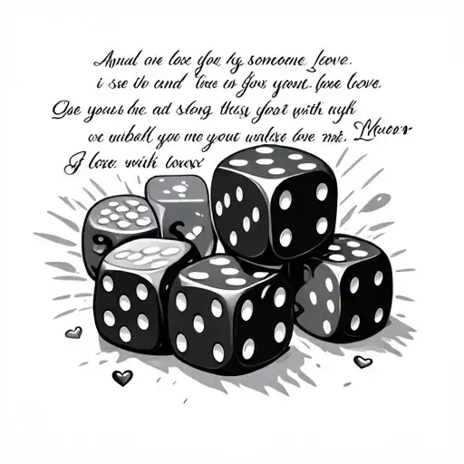 a Bible scripture about love and losing someone with dice tattoo design idea