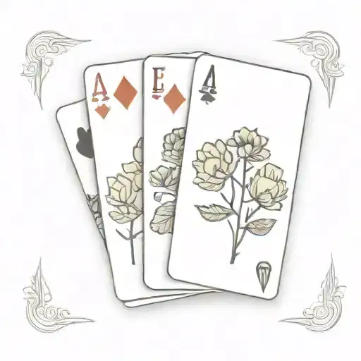 Deck of cards where each suit is a different birth flower. One for July, One for September, for December, and janaury tattoo design idea