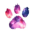 a kitty paw print with a galaxy night sky above it tattoo design idea