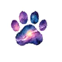 a kitty paw print with a galaxy night sky above it tattoo design idea