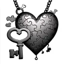 love heart and key puzzle pieces  tattoo design idea