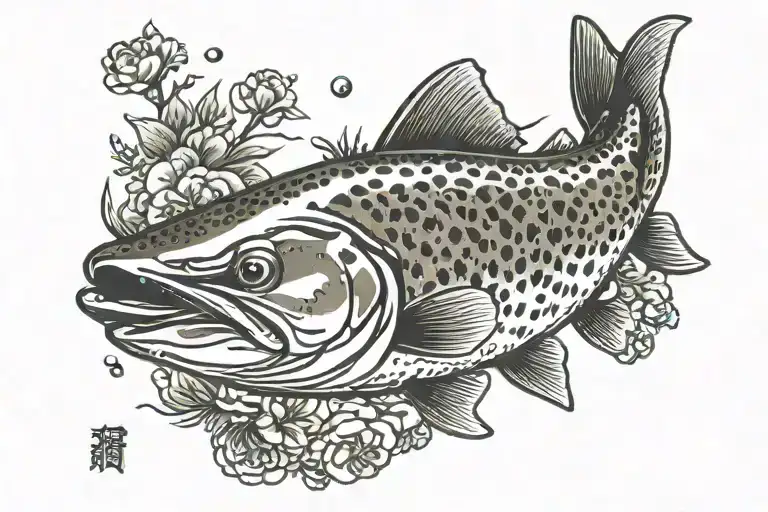 brown trout eating an insect tattoo design idea
