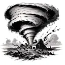 tornado destroying everything  tattoo design idea