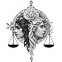 virgo and libra zodiac sign tattoo design idea