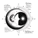 Tattoo Blueprint – Continuous Celestial Scene (Moon → Sun)Scale: 8.5" length (average forearm), 1.5" height at tallest  tattoo design idea