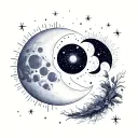 Tattoo Blueprint – Continuous Celestial Scene (Moon → Sun)Scale: 8.5" length (average forearm), 1.5" height at tallest  tattoo design idea