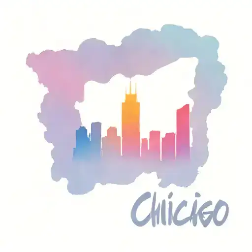 chicago skyline, welcome to las vegas sign, tom and jerry, swallows, mountain, dog paws tattoo design idea