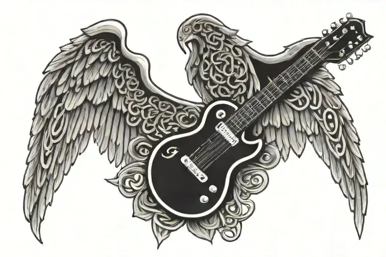 celtic symbol unconditional love cocktail straw angel wings electric guitar tattoo design idea