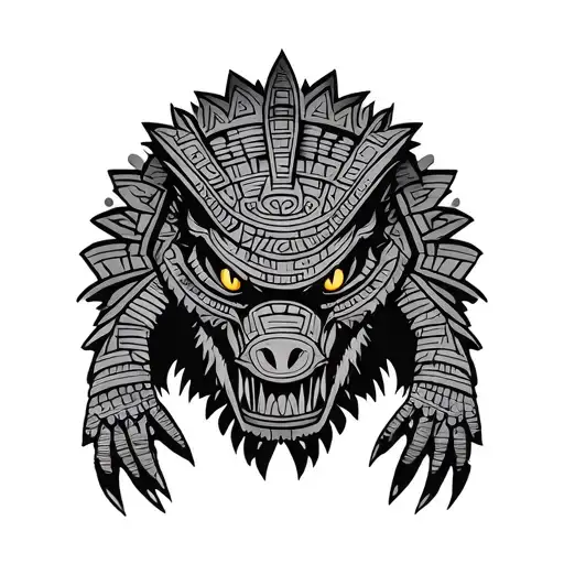 Mayan Pattern Chupacabra tattoo design idea