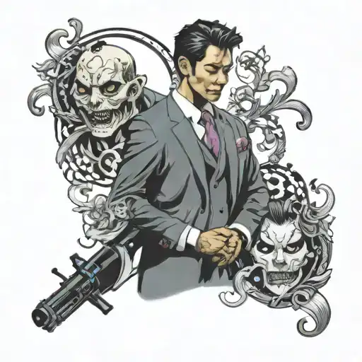 Korean drama two face tattoo design idea