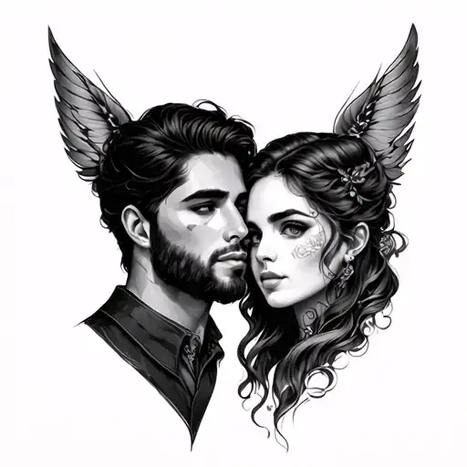 Couple Matching tattoo design idea