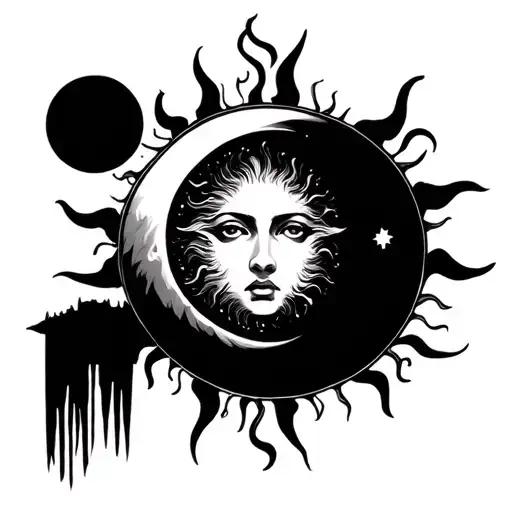 Sun And Moon tattoo design idea