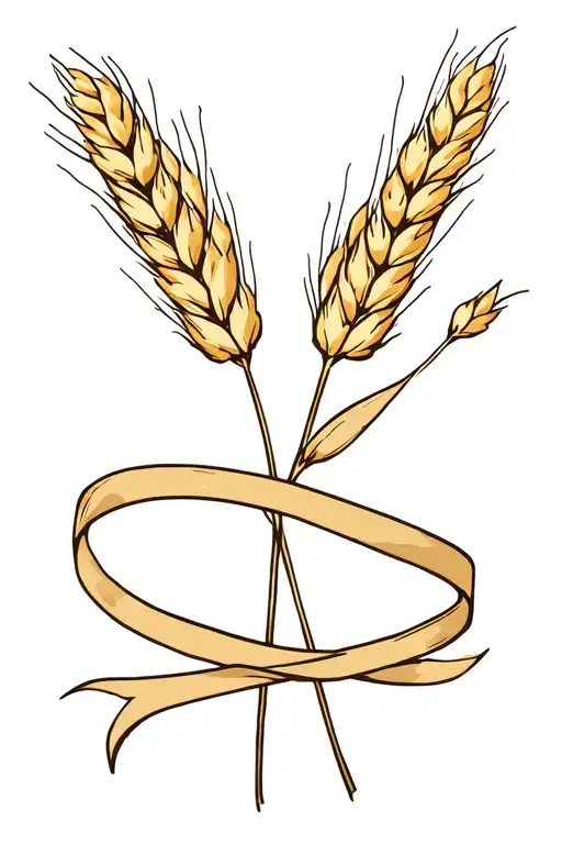 3 ears of wheat with a ribbon rolled around tattoo design idea