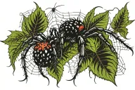 Blackberry plant with spider web and a spider tattoo design idea