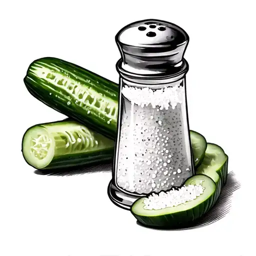 salt shaker and cucumber tattoo design idea