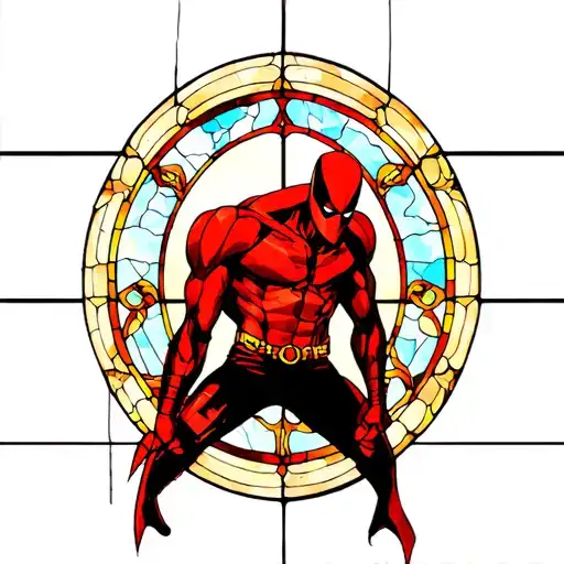 daredevil stained glass window tattoo design idea