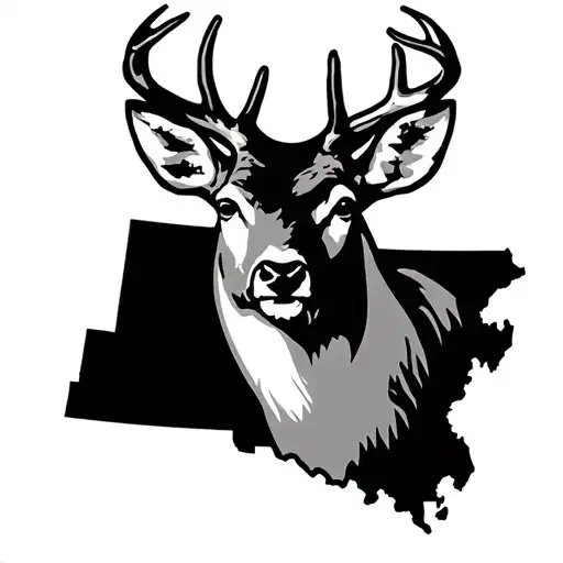 outline of state of Pennsylvania. white tail deer head inside tattoo design idea