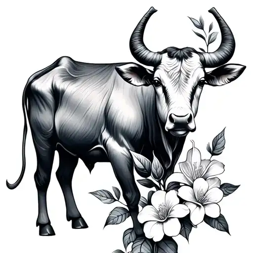 carabao and sampaguita flower tattoo design idea