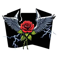 red rose with gothic wings protecting it from storm clouds and lightning  tattoo design idea