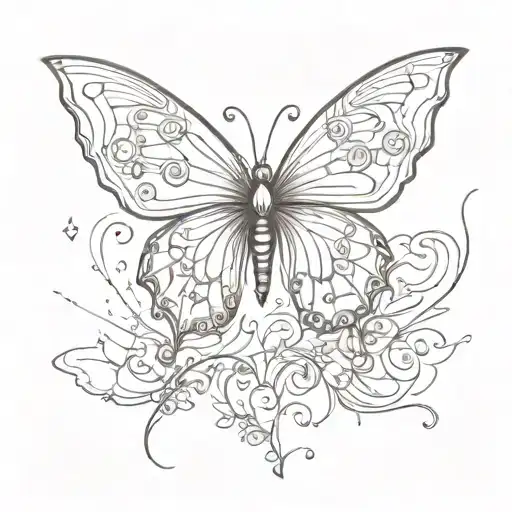 butterfly with fairy wings spread wide tattoo design idea