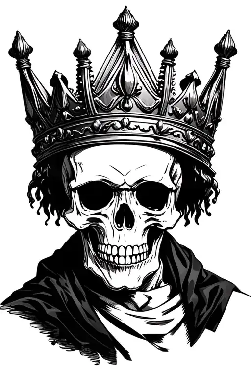 I want a tattoo for my right shoulder, that it is the King Skull, a black blanket and a crown, in the urban style tattoo design idea