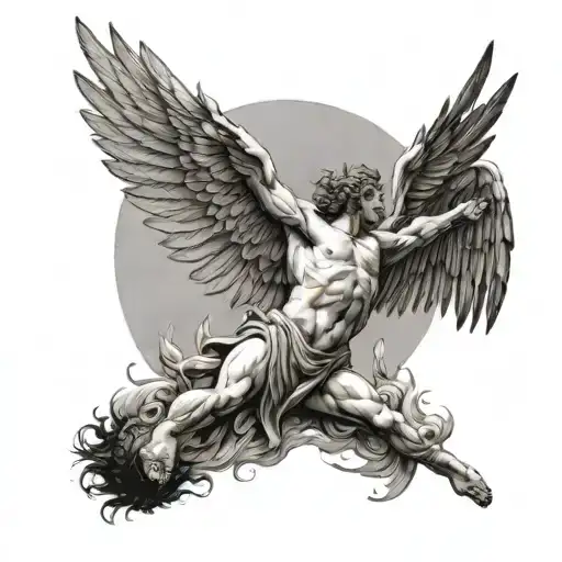 Icarus falling tattoo design idea