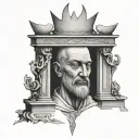 guillotine with king head tattoo design idea