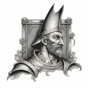 guillotine with king head tattoo design idea