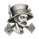 guillotine with king head tattoo design idea