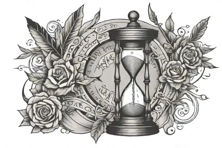 arrow hourglass courage happiness tattoo design idea