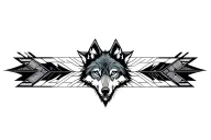 band with wolf face tattoo design idea