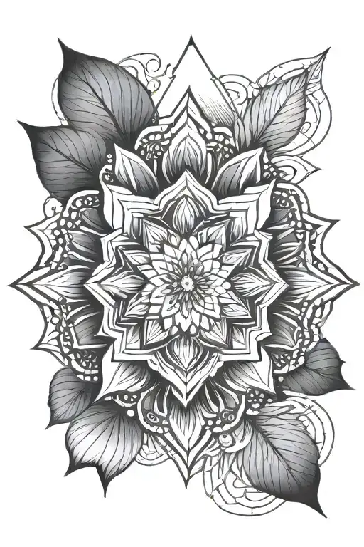 lotus mandala moon tattoo design idea