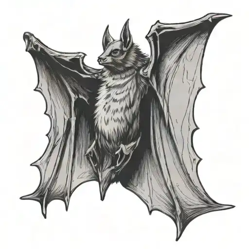 bat hanging tattoo design idea