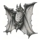 bat hanging tattoo design idea