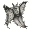 bat hanging tattoo design idea