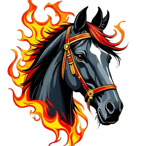 Lyrics m with the horse head on flame tattoo design idea