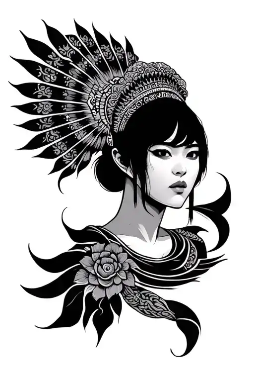 mix of tribal Filipino and Korean artwork tattoo design idea