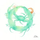 scorpion, crab and the word Lia in it tattoo design idea