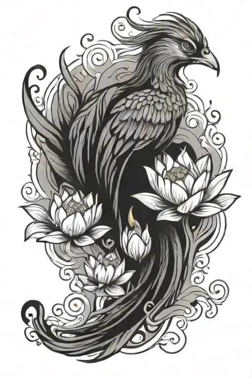 phoenix, lotus flower,mental health tattoo tattoo design idea