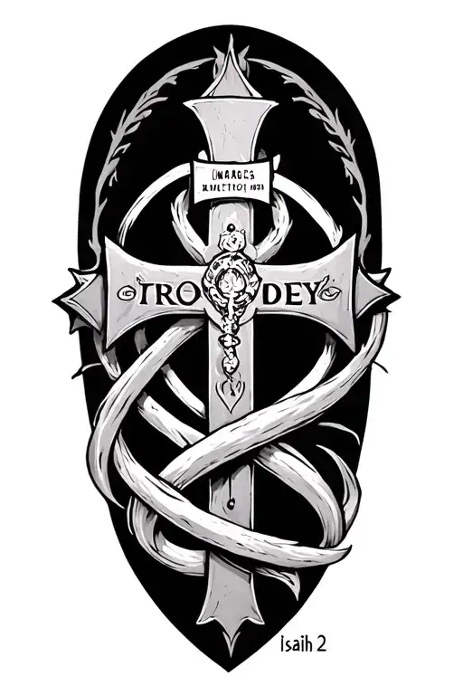 Maltese cross intertwined Isaiah 43:2 tattoo design idea