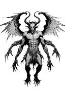  evil demon with wings spread wings with head tattoo design idea